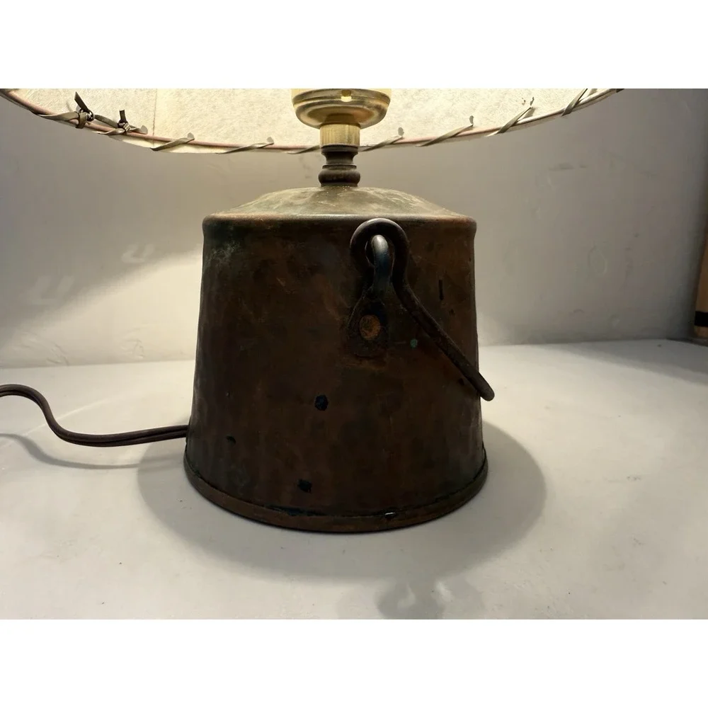 Vintage Solid Copper Lamp With Shade  Art 9